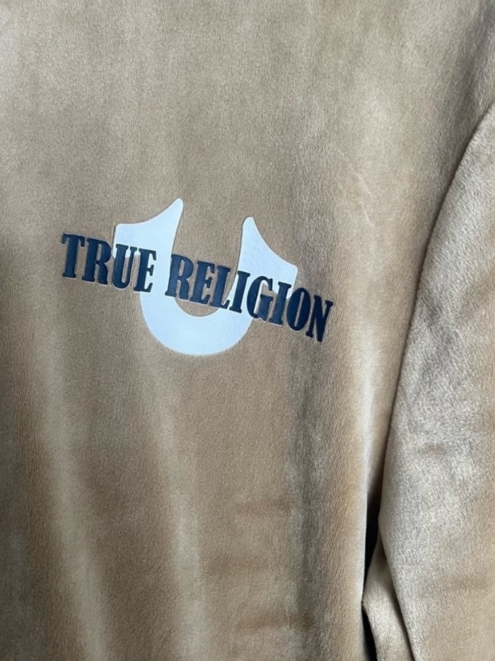 TRUE RELIGION Velour Tour Track Jacket World Tour Travertine Sz M - Picture 6 of 16